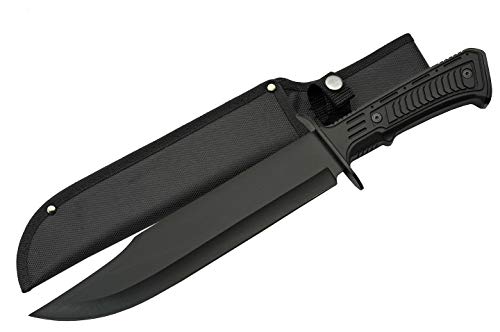 SZCO SUPPLIES 15' Outdoor Survival Black Tech Bowie Blade Knife