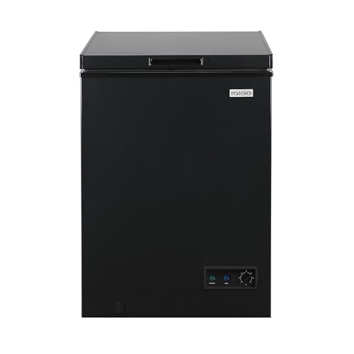 Image of Igloo 3.5 Cu Ft. Upright Deep Freezer Chest- Deep Freezer with Quick Freezing System & Adjustable Thermostat- Low Noise Freezer with Removable Basket & LED Lights for Homes, Garages & Basements, Black
