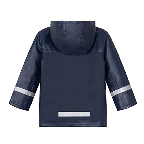 Image of Mud Kingdom Boys Rainslicker Hooded Rain Jacket PU Leather Outerwear Windproof Outdoor