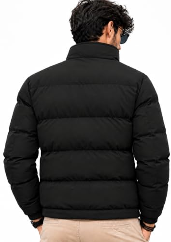Buy T.N.X Mens Winter Puffer Jacket| Men’s Solid Black Quilted Puffer Jackets | Lightweight Warm Winter Wear | Full Sleeve Front Zip Closure | Casual Outdoor Travel Jacket for Men at Amazon.in - Image 3
