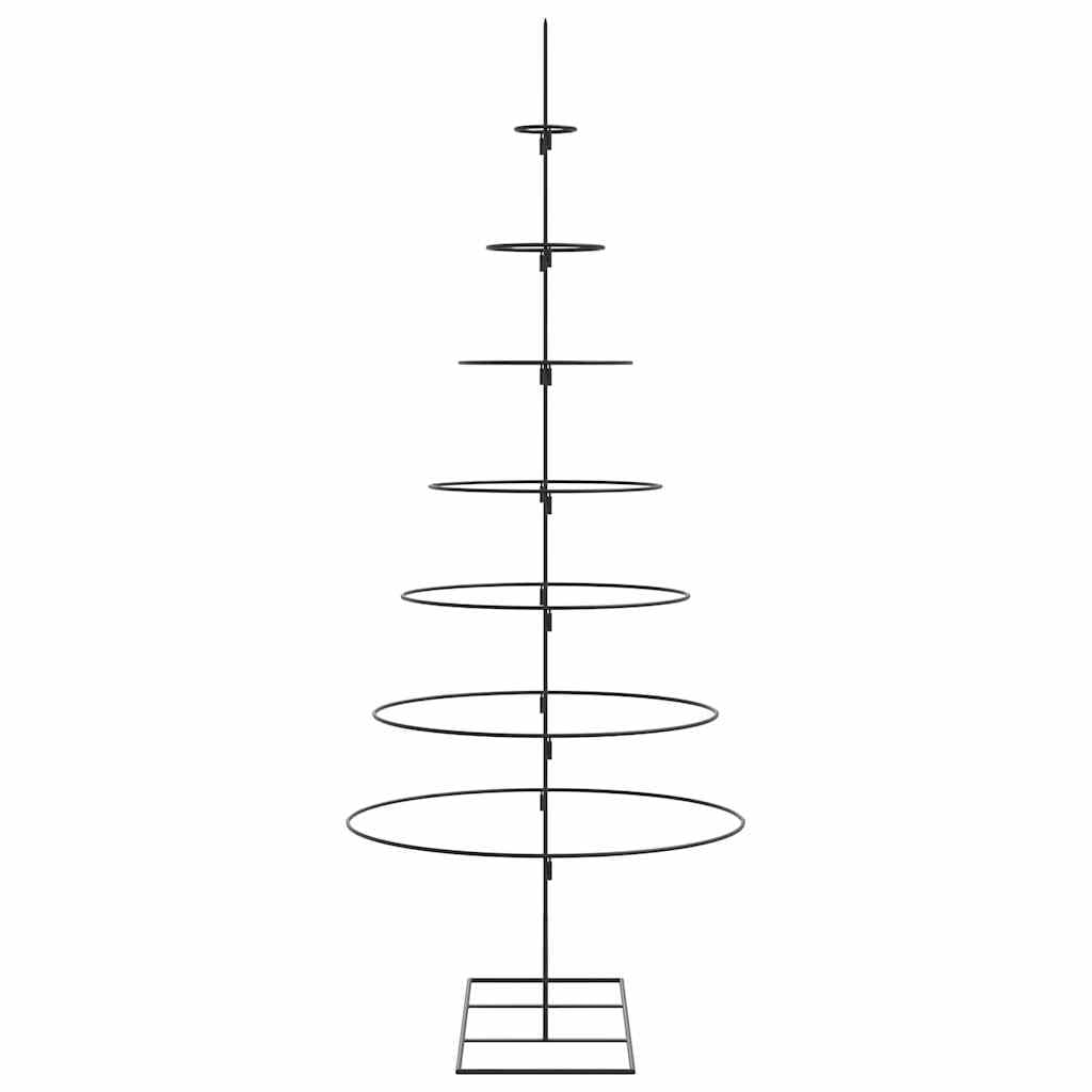 Albero di Natale in metallo, nero, altezza 180 cm, decorazione fai da te, in acciaio verniciato a polvere, salvaspazio, per balcone ed esterno, albero di Natale moderno