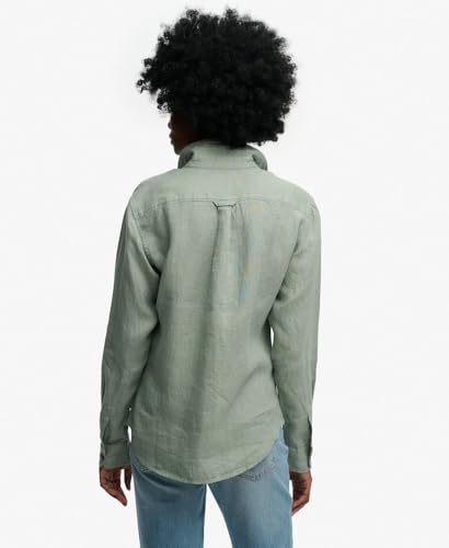 Superdry Premium Linen Slim Shirt, Vert Jade Clair, 36 Femmes
