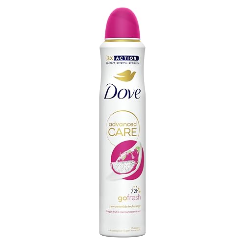 Dove Advanced Care Go Fresh Dragonfruit & Coconut Cream Scent Women's Antiperspirant Deodorant Spray for 72 hour protection against sweat and odour with Pro-Ceramide technology 200 ml, Pack of 6