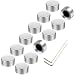 SOLUTEK Metal Footswitch Topper with 3 Screws and Rubber Insert Fit Firmly on common pedal switch(3/8"10mm) Increase Accuracy and Comfort 12 Pack Silver
