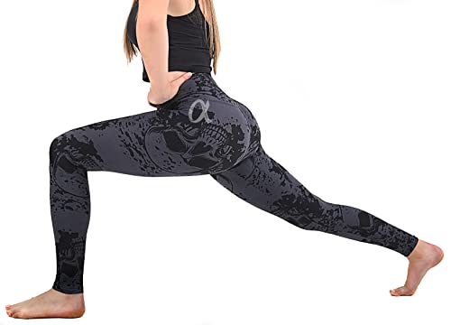 Comfy Forever Black Skulls Regular Plus Size Leggings Full Length Brushed Printed Leggings For Women #TOP4