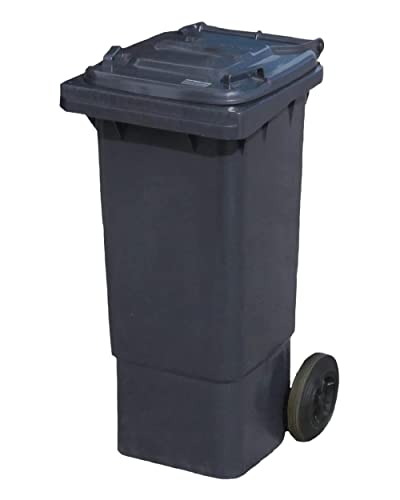 Grey 80 ltr Wheelie Bin - Small Size Household Wheelie Bin - Tough & Durable - For All Your Outdoor Rubbish & Recycling - EN840 Certified & Tested