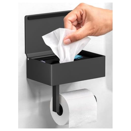 Day Moon Designs Toilet Paper Holder with Shelf - Flushable Wipes Dispenser & Storage Fits Any Bathroom, Keep Your Wet Wipes Hidden - Stainless Steel Wall Mount Bathroom Organizer - Matte Black, Large