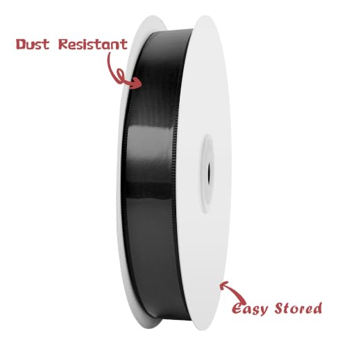 Image of Double Face Black Satin Ribbon 3 /4 inch x 50 Yards Polyester Material Perfect for Gift Wrapping Weddings Parties Hair Bows Valentine's Day Invitations and Decorations