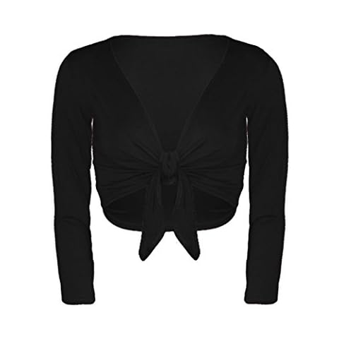RageIT Women's Long Sleeve Tie Up Front Shrug S/M (UK 10-12) Black Cover