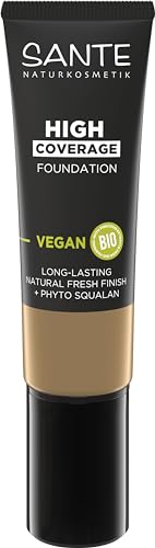 SANTE Naturkosmetik High Coverage Natural Foundation 03 - Base vegana vegana con péptidos orgánicos con alta cobertura y un acabado natural, fórmula nutritiva y sostenible, 25 ml