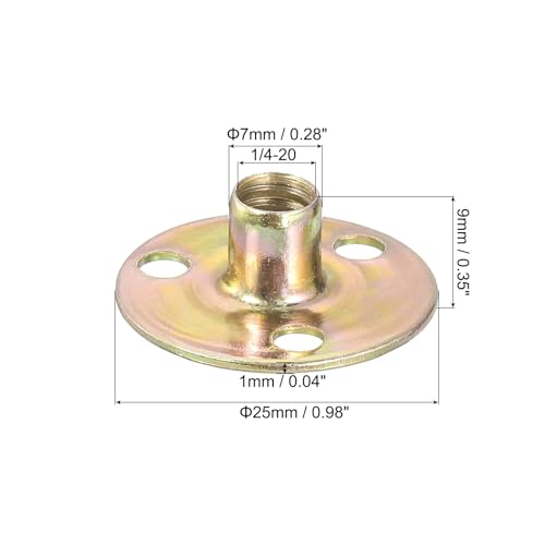QUARKZMAN 1/4-20 Brad Hole Tee Nut, 20 Stück Kohlenstoffstahl Runde Basis Einschraub-T-Muttern Möbelbeschläge Flansch Gewindeeinsatzmuttern.