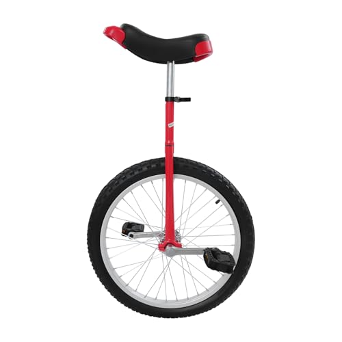 wruoiweods 20 Inch Unicycle Outdoor Unicycle with Excellent Steel Frame,Leakproof Tire,Adjustable Height,Curved PU Seat, Adults Kids Outdoor Sports Fitness Exercise Tool Unicycles for Adults - Red
