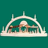 Rudolphs Schatzkiste Schwibbogen geschnitzt Christi Geburt farbig 36cm Leuchterbogen Erzgebirge NEU