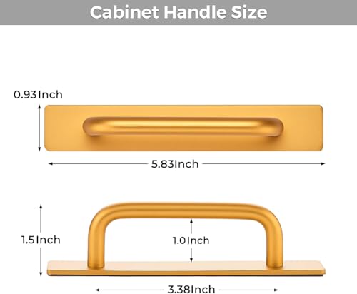 Image of 1 Pcs Self Adhesive Cabinet Door Handle Stick On Handle Self Stick Drawer Pulls No Drill Black Cabinet Pulls Peel and Stick for Glass Sliding (Gold)