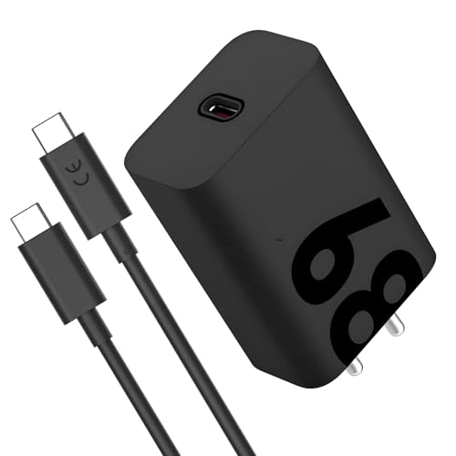 Image of Hoerrye Motorola 68W Turbo Charger with 1M Type C Cable for Motorola G85 /G45 /G35 /G64 /Edge 50 Neo /50 Ultra /50 Fusion /50 Pro /40 Neo /Moto e13 /e40 /Razr 50 Ultra /Think Phone 25 & Other USB C Adaptor,Black