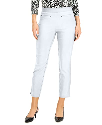 JM Womens Petite Tummy-Control Pull-On Ankle Pants White Bright PS