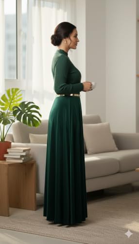 Image of Winter Woolen Blouse for Women | Stretchable Winter Wear Full Sleeve Round Neck Pullover | Geometry Knitted Design | Free Size Up to 38 Bust Thermal Wool Blouse Green