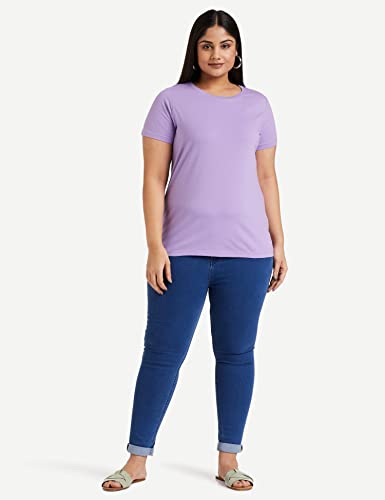 Image of Amazon Brand - Symbol Women Cotton Stretch Regular Fit Round Neck Half Sleeve T-Shirt (Available in Plus Sizes)