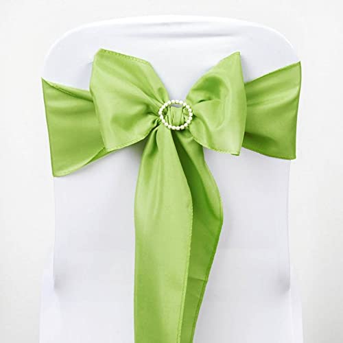 Efavormart 5 PCS Apple Green Polyester Chair Sashes Tie Bows for Wedding Events Decor Chair Bow Sash Party Decor Supplies - 6x108