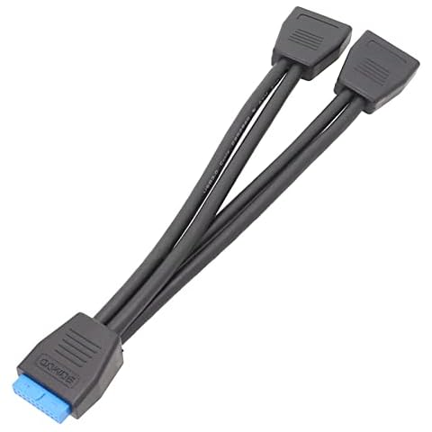 XROLAND 19pin one-to-Two USB3.0 Extension Cable Small Mini USB 3.0 19 Pin/20Pin Internal Extension Header 1 to 2 Adapter Splitter Cable for Motherboard Cover