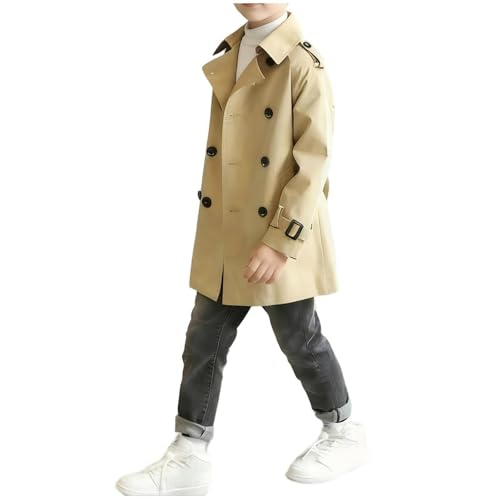 Boys Trench Coat Fashion Vintage Double Breasted Dress Coats Kids Winter Overcoat Boys Classic Peacoat Uniform Jacket