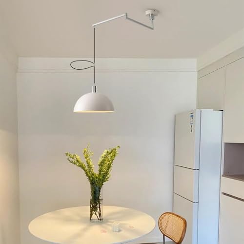 Lámpara colgante de comedor con cúpula ajustable semicircular y brazo móvil Bianco 5