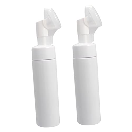 Beatifufu 2 Stück Kosmetik Schaumpumpflasche 200 Ml mit Bürstenkopf Tragbare Gesichtspflegeflasche aus Kunststoff Reise Nachfüllspender für Flüssigseife und Lotion