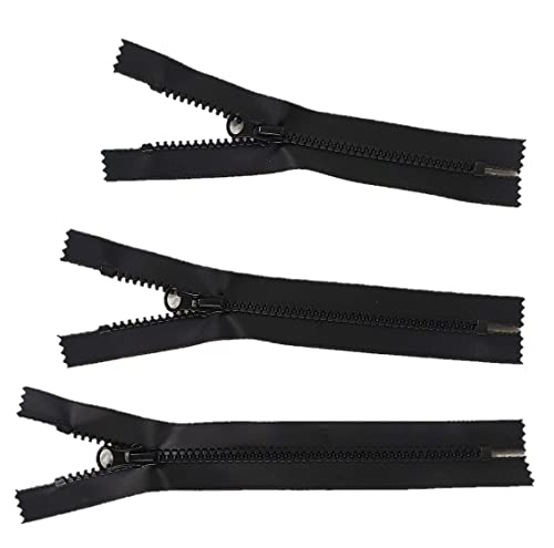 everest1953 Costura, reparación #7 grueso impermeable exterior cremallera cremallera bolsillo cremallera 16 18 o 20 cm para bolsillos de chaqueta, etc. recubierto de TPU negro mate (negro-16 cm)