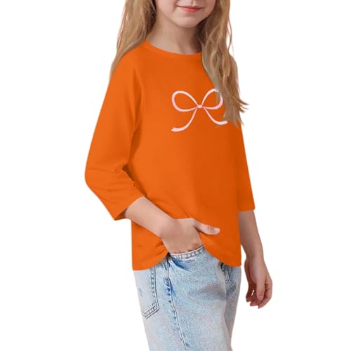 Shirts for Girls 3/4 Sleeve Vacation Clothes Fall Round Neck Cute Tops Stylish Elbow Length Sleeve Tops 3-14 Years2