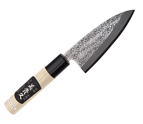 Ikeuti Cuchillo de Cocina Deba Japones Artesanal Kozabe Hoja martillada 10.5 cm- Cuchillos de Cocina Profesionales - Forjado a Mano
