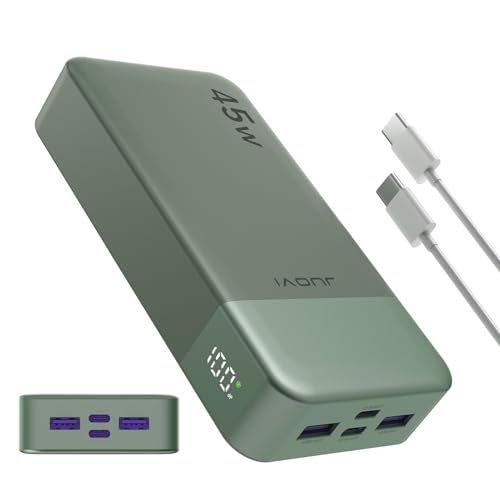 JUOVI Batterie Externe Charge Rapide, Batterie Externe 45w, Power Bank 20000mah, USB C Charger, PD et QC Charge 4-Ports, avec Affichage LED pour Samsung iPhone...