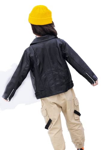 Image of Kids Faux Leather Moto Jacket Rivets Biker Coat for Boys Girls 4-14 Years