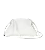 KingTo Clutch Purses for Women, Soft Cloud Bag Fashion Dumpling with Ruched Pouch Handbag for Crossbody Shoulder (white)