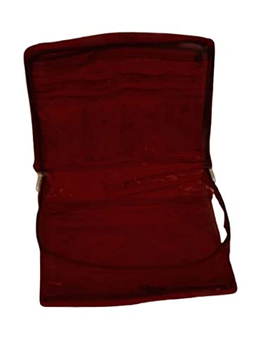 Image of Makeup Pouches Necklace Earrings Cosmetic Vanity Storage Box Jewellery Organizer Toiletry Organizer Pouch Zipper Bag For Women | Colour- Maroon