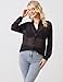 Arssm Sheer Tops for Women Sheer Button Up Blouse Long Sleeve Sexy See Through Tops Mesh Shirts(Black-L)
