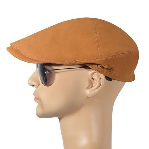 Image of ZLYC Men Cotton Flat Cap Summer Scally Ivy Gatsby Newsboy Beret Driver Cabbie Hunting Hat
