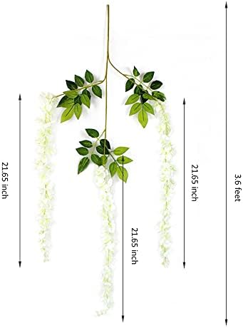Ousuga 12Pack Artificial Wisteria Flowers, Garland Plant Fake Hanging Flowers Vine, for Wedding Garden Home Party Decor