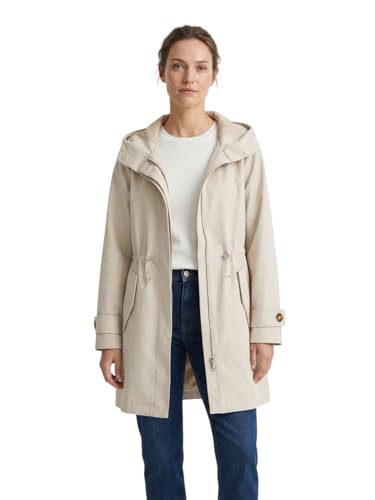 Parka à capuche femme tissu déperlant veste beige coupe-vent
