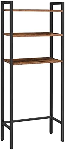 HOOBRO Over The Toilet Storage, 3-Tier Industrial Over Toilet Bathroom Organizer, Bathroom Shelves Over Toilet with Adjustable Feet, Easy to Assembly, Rustic Brown BF41TS01