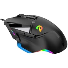 Wired Gaming Mouse, RGB Backlit E-Sports Internet Ergonomic Optical Mice 7200DPI 8 Programmable Buttons Braided Cable, for Gamers Office Daily Use Black