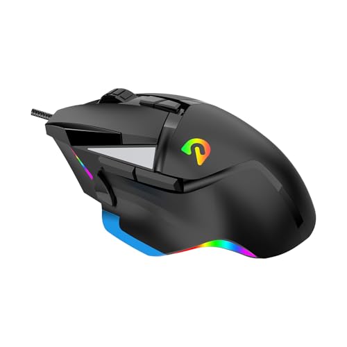 Souris de jeu filaire RVB ergonomique noire à 8 boutons programmables