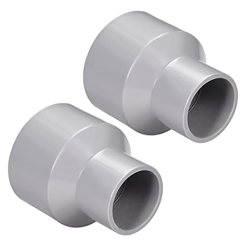 QUARKZMAN 2 Piezas 50mm x 40mm Interior Diámetro PVC Conector Reductor Acoplamiento para Tubería, DWV Reductor Acoplamiento de Tubería, Kit de Accesorios de Plomería PVC, Gris