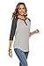HOCOSIT Women's Raglan V Neck Summer Tops 3/4 Sleeve Ladies Button Henley Shirt Boyfriend Style Blouse