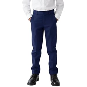 Boys Dress Pants Slim Fit School Uniform Pants for Boys Adjustable Waist Trousers