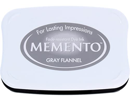 Tsukineko Memento Stamping, Gray Large-Water-Based-Translucent, Waterproof, Archival-Embossing, pad Size: 7,6 x 4,7 cm, Flannel Ink