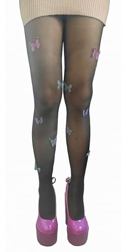 Image of Ulalaza Sparkle Hollow Out Letter Nude Colorful Rhinestone Hot Drilling Fishnet Pantyhose Tights for women Luminous