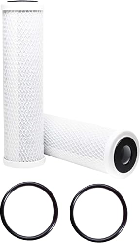 CFS – 10” Activated Carbon Water Filter Cartridge Compatible with Watts 202000 Models – Remove Bad Taste and Odor – Whole House Replacement Filter Cartridge – 5 Micron (2 Pack + 2 O-Rings)