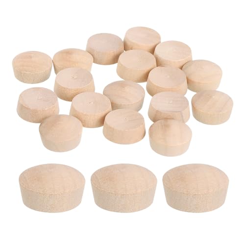 Image of uxcell 40Pcs Wood Button Plugs, 18.5mm /0.73 inch Flat Head Hardwood Screw Hole Plug Wooden Caps Buttons Wood Plug for Furniture Woodworking Craft Decor (20mm x 18.5mm)