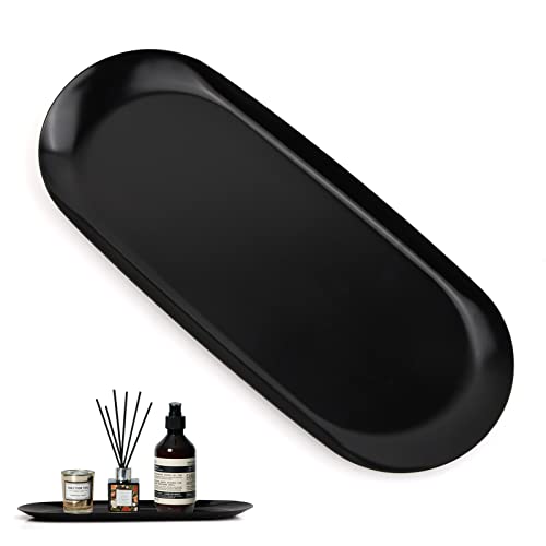 1 Pcs Bandeja de Almacenamiento Ovalada de Acero Inoxidable Plato de La Baratija Bandejas Decorativas Bandeja de Servicio Bandeja de Joyería Ovalada para Almanecer Joyas Cosméticos Aperitivos (Negro)