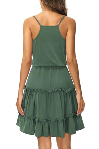 Image of Newshows Women's Summer Casual Dress Cute A Line Ruffle Hem Flattering Fit Beach Vacation Sundress